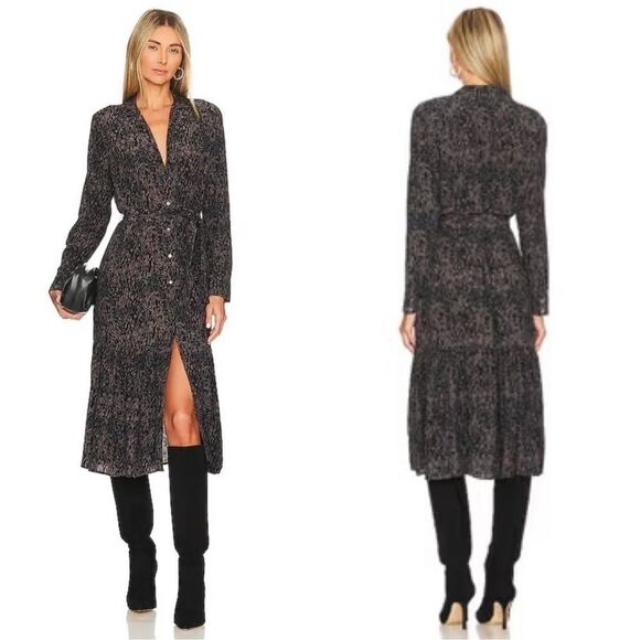 Rails Beatrice Dress Button Down Charcoal Animal Abstract Size Small - Picture 1 of 14